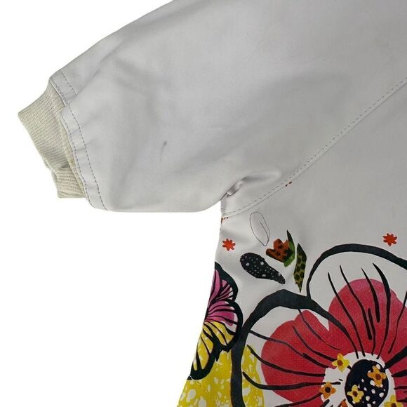 Catimini Rain Coat Baby Girl Size 12 Months Cheerful White Floral Spring Hooded - Picture 3 of 10